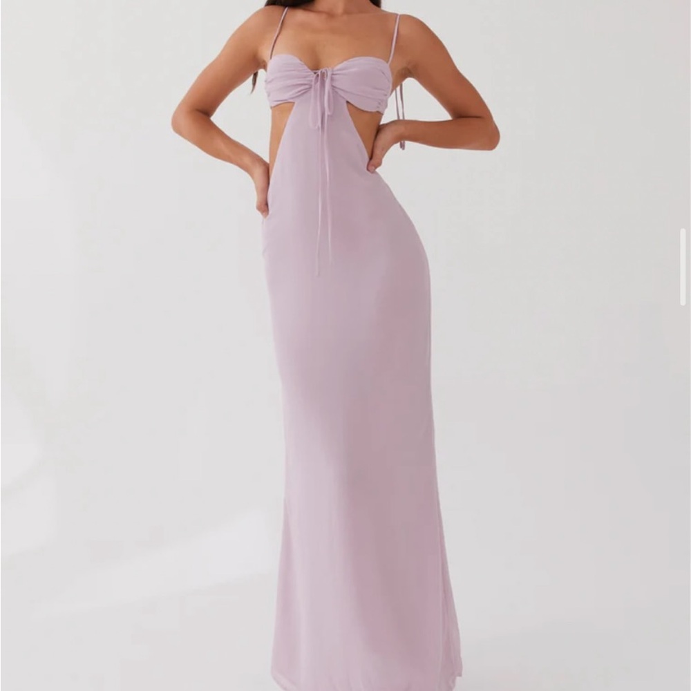 Lavender Maxi Dress with cut outs and open back